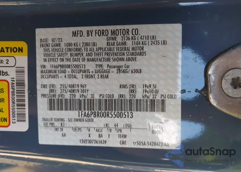 2024 Ford Mustang Dark Horse Fastback из США, поврежденный, VIN 1FA6P8R00R5500513